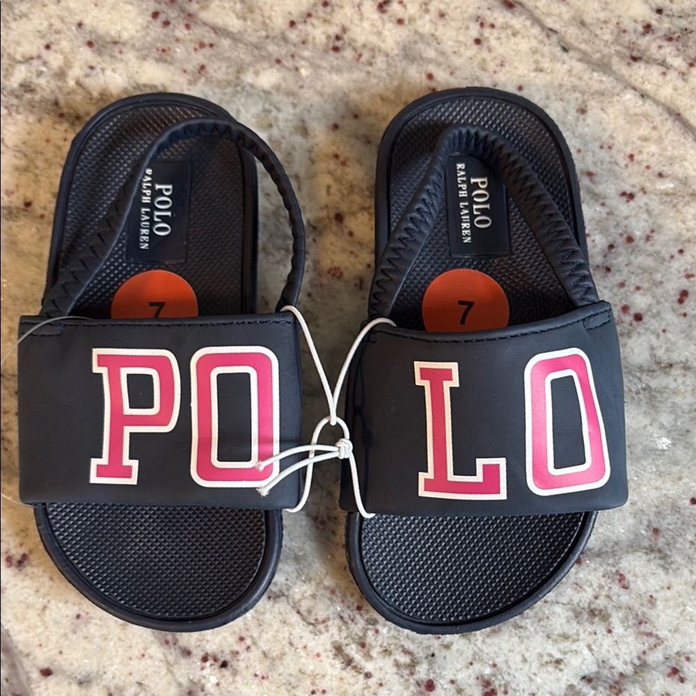 Polo by Ralph Lauren Blue & Pink Sandals Slip-On Comfort